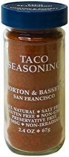 Morton & Bassett Taco Seasoning, 2.4oz – Non-GMO, Salt-Free, Perfect for Tacos, Fajitas & Mexican Dishes