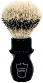 Parker 100% Silvertip Badger Mug Shaving Brush with Brush Stand - Extra Dense and Extra Soft Bristles - Long Handle is Perfect for use with Your Shaving Mug (BLACK)