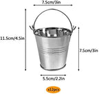 12 Pack Mini Metal Buckets Small Metal Pail Tinplate Tin Pails Containers with Handles for Party Favors and Garden Decorations (Silver)