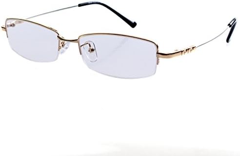 Mens Womens +3.50 Gold Color 1.56 High Index Lenses Reading Glasses Half Rim Readers Spectacles