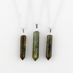 Pencil Pendant Necklace for Women |Natural Healing Crystal Hexagonal Point Reiki Chakra Pendant 15-25 Carat | 8–14 mm Stone | Silver Plated Chain 16+2 Inch Adjustable