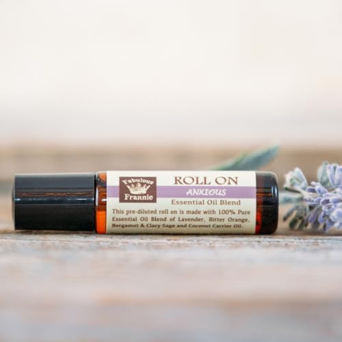 Fabulous Frannie Anxious 10ml Roll-On Pre-Diluted Made with Pure Essential Oils (Lavender, Bitter Orange, Bergamot and Clary Sage) Great for Aromatherapy 10ml