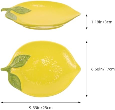 Zerodeko Lemon Tableware Plate Ceramic Fruit Shaped Serving Dish 9.84X6.69 Inches Creative Salad Bowl Side Dish Candy Nut Dessert Tray for Home Kitchen