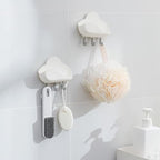 Soap Holder, 2PCS Cloud Shape Abs Soap Dish Wall Bathroom Organizer Draining Box Shower Rack with 3 Hooks for Bathroom Toilet