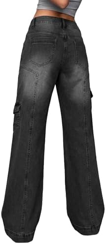EMMIOL Cargo Pants Women Stretchy Wide Leg Baggy Jeans with Pockets Casual Trousers Y2K Vintage Streetwear Trendy 2026