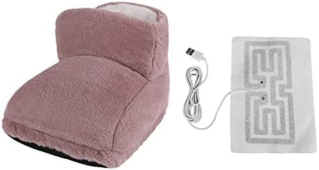 Electric Heated Foot Warmers for Men Women Fuzzy Thick Plush Foot Heater Winter USB Rechargeable Thermal Heating Feet Warmer Boots Shoes