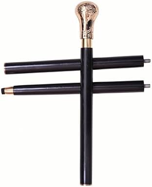 Replica of Bat Masterson Walking Cane Wooden Walking Stick Handmade Brass Knob Handle Walking Cane for Men and Women, Black and Gold 37.5 Inch