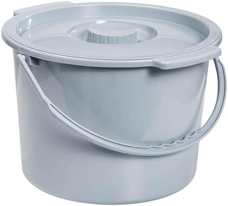 Drive Medical Commode Pail with Lid 12 Quart Gray, 2.38 Pound