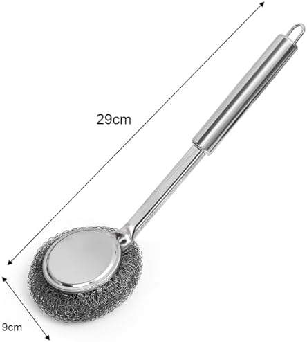 Stainless Steel Long Handle Cleaning Brush Detachable Metal Wire Ball Kitchen Pot Bowl Wiping Cleaning Tool