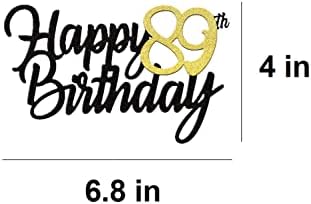 Happy 89th Birthday Cake Toppers Glitter 89th Anniversary Cake Topper 89 Years Loved Bday Decorations 89 Gold Birthday Cake Decorations Eighty-nine Party Supplies for Women Men(Black Gold)