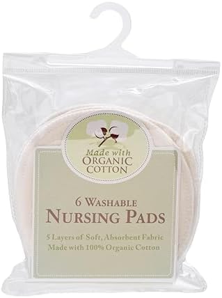 TL Care Nursing Pads Made with Organic Cotton - Soft, Breathable, Absorbent & Washable, Natural Color, 6 Count