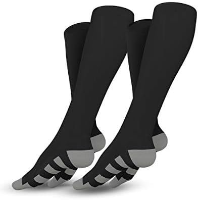 Go2Socks Compression Socks for Men Women Nurses Runners 20-30mmHg Medical Stocking Athletic(NEW Black 2 Pair, XL)
