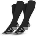 Go2Socks Compression Socks for Men Women Nurses Runners 20-30mmHg Medical Stocking Athletic(NEW Black 2 Pair, XL)