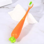 4 Pcs Soft Toothbrush Set, Carrot and Green Root Manual Toothbrushes with Soft Bristles for Daily Use and Travel, Ergonomic Design Suitable for