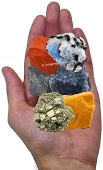 Amazing Gemstone Crystals for New Beginnings Manifestation, Set of 6 Rainbow Moonstone, Iolite, Red Jasper, Hematite, Yellow Jasper and Pyrite Healing Crystals and Stones