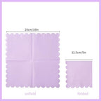 100 Pack Cocktail Napkin 2-Ply Scalloped Edged Dessert Napkins Folded 5 x 5 Inches Disposable Napkins for Dinner Wedding Birthday Party Bridal Anniversary Reception Event (Purple)