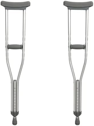 Adjustable Adult Crutches for Walking, Silver Aluminum Crutch with Comfortable Underarm Pad and Handgrip (Tall 5’10-6’6), X-Large
