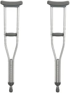 Adjustable Adult Crutches for Walking, Silver Aluminum Crutch with Comfortable Underarm Pad and Handgrip (Tall 5’10-6’6), X-Large
