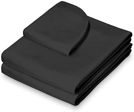 Saloniture 3-Piece Microfiber Massage Table Sheet Set - Premium Facial Bed Cover - Includes Flat and Fitted Sheets with Face Cradle Cover - Black