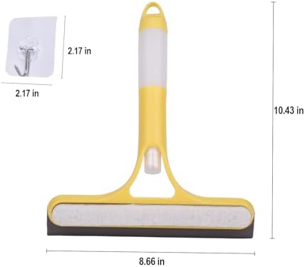 3 Pcs Squeegee for Shower Glass, 3 in 1 Window Scrubber, Spray, Sponge Wipe, Silicone Squeegee, for Car Window, Mirror, Tile Walls, with 6 Wall Hooks, Easy to Clean Kit, Yellow, Blue, White