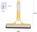 3 Pcs Squeegee for Shower Glass, 3 in 1 Window Scrubber, Spray, Sponge Wipe, Silicone Squeegee, for Car Window, Mirror, Tile Walls, with 6 Wall Hooks, Easy to Clean Kit, Yellow, Blue, White