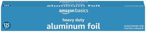 Amazon Basics Heavy Duty Aluminum Foil for Cooking, Grilling, Food Storage, Roasting, 125 Sq Ft, Pack of 2