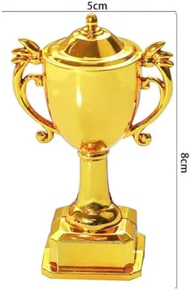 4 Pieces Soccer Theme Cake Decorations Soccer Birthday Party Cake Toppers, 2Pcs Plastic Soccer Ball and 2Pcs Plastic Championship Trophy, Football Party Cake Decor