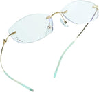 LifeArt Blue Light Blocking Glasses,Computer Reading Glasses,Rimless Frame Tinted Lens with Diamond,Stylish for Women (No Magnification)