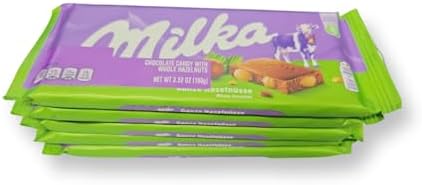 Milka Milk Chocolate with Whole Hazelnuts (Pack of 5), 1.10 pounds