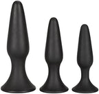 CalExotics Silicone Anal Trainer Kit - 3 Piece Butt Plug Set With Suction Cup - Waterproof Fetish Sex Toys for Couples - Black