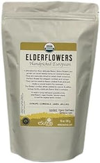 Elderflowers Organic Sambucus nigra European Elder flower Make Tasty Cordial Elderflower Syrup Wine or Elder flower Tea, Resealable Bag 10 oz
