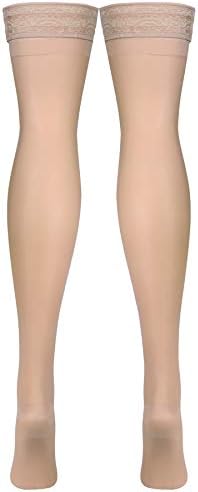 Truform Sheer Compression Stockings, 15-20 mmHg, Women's Thigh High Length, 20 Denier, Nude, Large