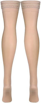 Truform Sheer Compression Stockings, 15-20 mmHg, Women's Thigh High Length, 20 Denier, Nude, Large