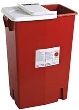 Covidien Ken 8998PG2 SharpSafety Sharps Container Gasketed Hinged Lid, PGII Rated, 18 Gallon, Pack of 5