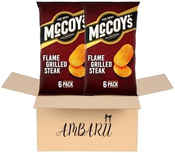 AMBARII McCoy's Flame Grilled Steak Flavour Ridge Cut Potato Crisps Pack of 6 x 2