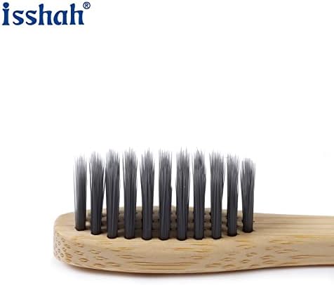 Isshah Biodegradable Eco-Friendly Natural Bamboo Charcoal Toothbrushes, FSC Certified and PETA Approved - 12 Count