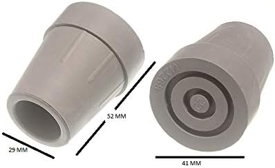 2 x CRUTCH FRAME FERRULES GREY RUBBER WITH METAL INSERT 22MM 7/8" ID
