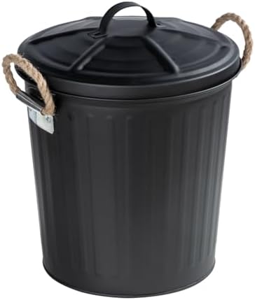 Wenko Gara Cosmetic Bin Capacity 6 litres Steel Black 24 x 28.5 x 23 cm