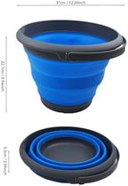 SAMMART 8.5L (2.2 Gallon) Collapsible Plastic Bucket - Foldable Round Tub - Portable Fishing Water Pail - Space Saving Outdoor Waterpot. Size 31cm Dia (Grey/Blue)