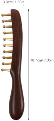 Ipetboom Handmade Wooden Scalp Massage Brush With Copper Sandalwood Teeth Wide Tooth Comb For Hair Detangling Gua Sha Scraping Tool With Cloth Bag For Women And Men