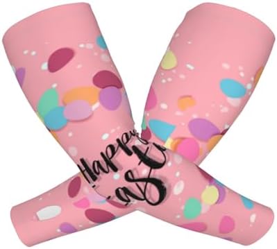Happy Easter Bunny Rabbit Arm Sleeves Cute Easter Eggs Cooling Sun Protection Sports Sleeves for Men Women