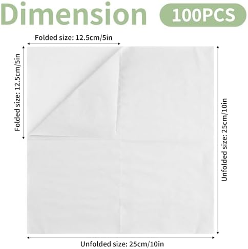 100 Pack Cocktail Napkins Disposable, 2-Ply 5" x 5" Party Napkins, Square Beverage Dinner Napkin for Wedding Birthday Party Anniversary Reception Bar Event (White)