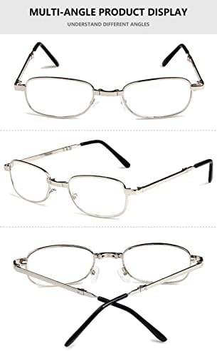 Folding Reading Glasses Men Women Metal Full Rim Foldable Up Reader Aid Eyeglasses with Case