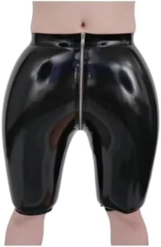 Men's Sexy Latex Boxer Shorts Front Full To Back Crotch Zipper Rubber Handmade Club Boxers