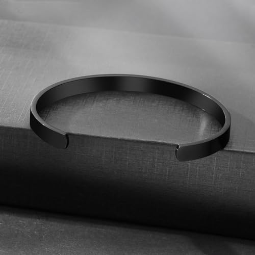 MEALGUET Stainless Steel Mens Cuff Bracelet : Minimal Cool Silver/Black/Gold Plated Open Metal Cuff Bangle Bracelets for Men,Mens Bracelet Jewelry Gift
