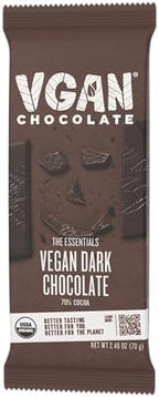 VGAN Vegan Chocolate Bars, Gluten Free Snacks, Plant Based, Soy and Dairy Free, Organic Ingredients, Cruelty Free, Kosher, and Non GMO, Dark Chocolate, 3 Pack
