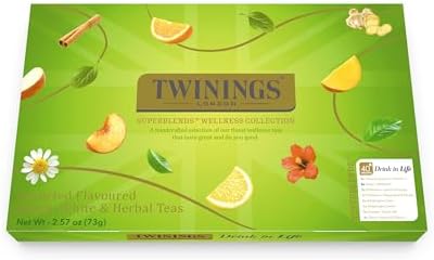 Twinings Superblends Wellness Collection, Variety Gift Box Sampler, 40 Tea Bags