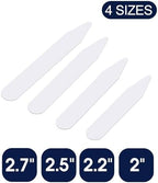 vivinin 112P Dress Shirt Collar Inserts, White Plastic Collar Stays with Storage Holder, 4 Assorted Sizes Invisible Collar Stiffeners for Men(2", 2.2", 2.5", 2.7")