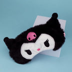 Kawaii Anime Plush Sleep Eye Mask, Cute Cartoon Animal Blackout Sleeping Eye Cover for Girls Women Kids (Kuro)