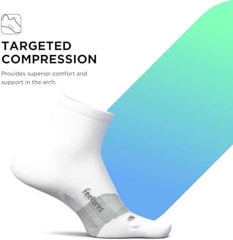 Feetures Elite Ultra Light Cushion Quarter - Sport Sock with Targeted Compression - New White, XL (1 Pair)